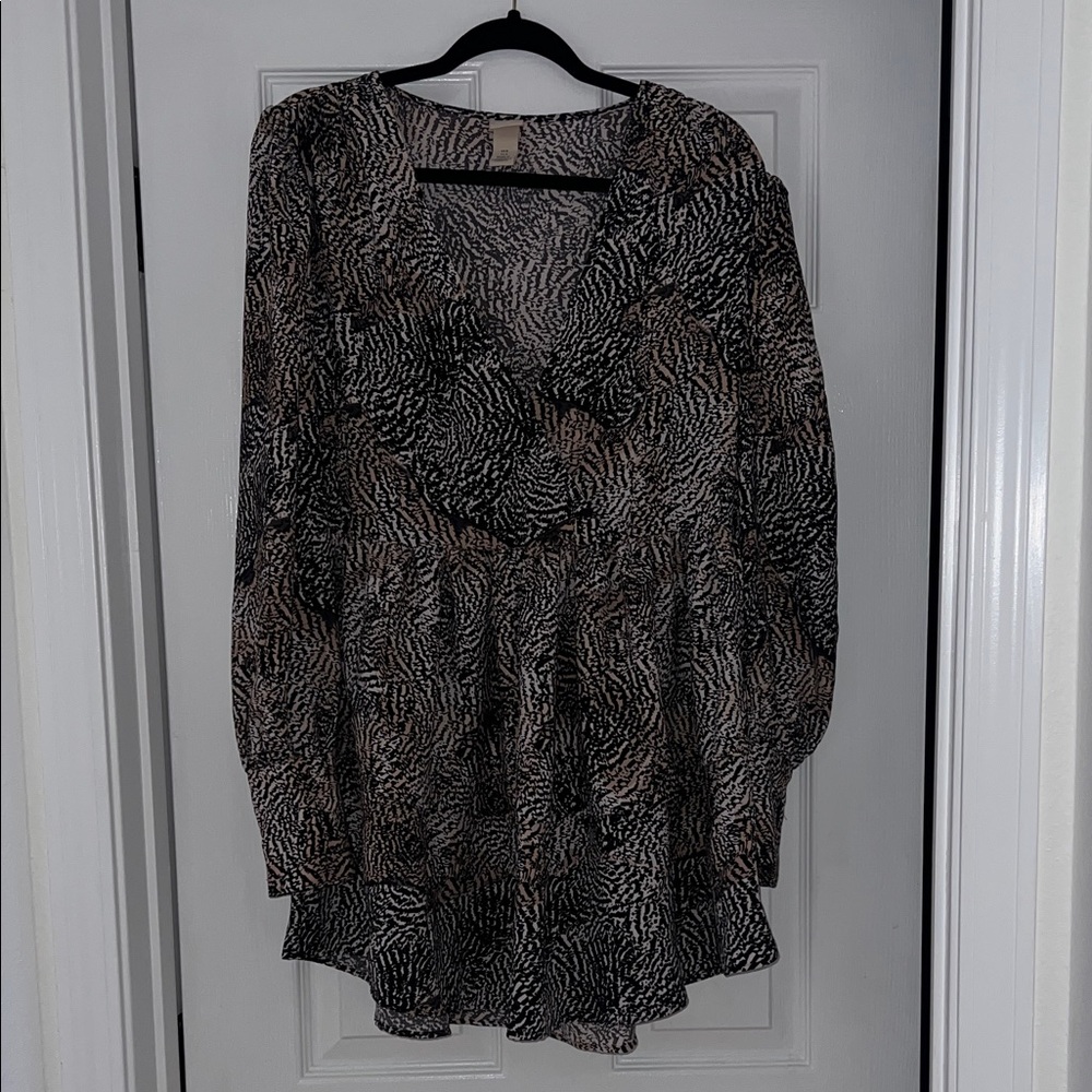 Animal Print Long Sleeve mini Dress